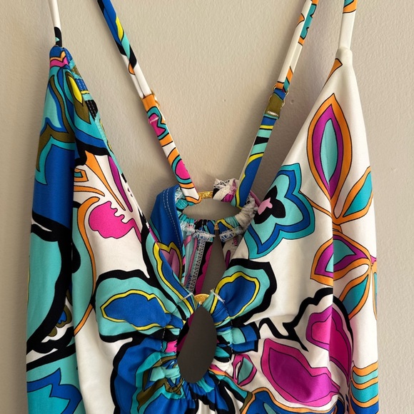 Trina Turk Mandalay Floral Cut Out Back Swim Jersey Cover Up Midi Dress M - Picture 6 of 7